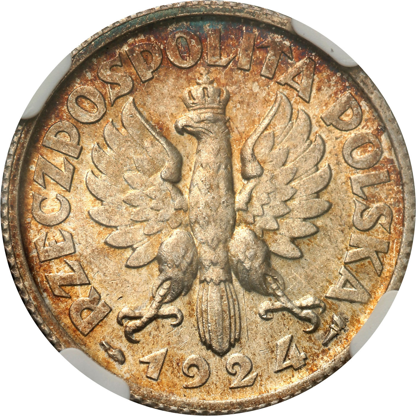 II RP. 1 złoty 1924, Paryż NGC MS61 - PRZEPIĘKNA